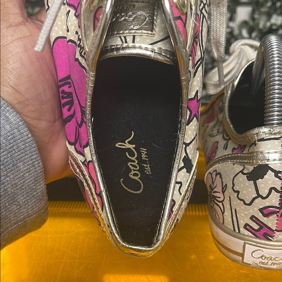 Coach Pink and Tan Patterned Sneakers - Picture 8 of 9